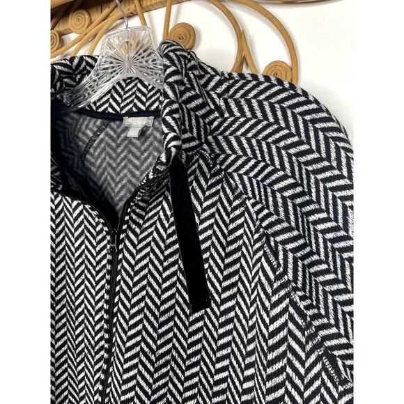 T by Talbots Herringbone full zip Jacket Black L - Picture 4 of 7